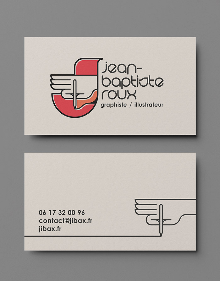 Les cartes de visite avec logotype de Jean-Baptiste Roux